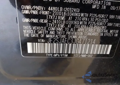 2018 Subaru Forester 2.5I Premium from USA, damaged, VIN JF2SJAEC3JG471214